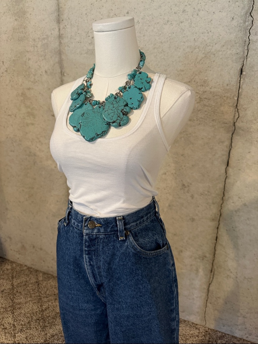 Chico’s Turquoise Southwestern Statement Necklace Chunky Boho Jewelry